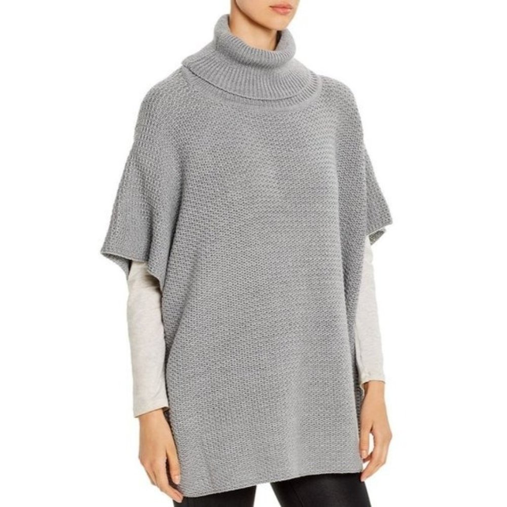 AQUA Textured Turtleneck Poncho in Grey NWT - One Size
